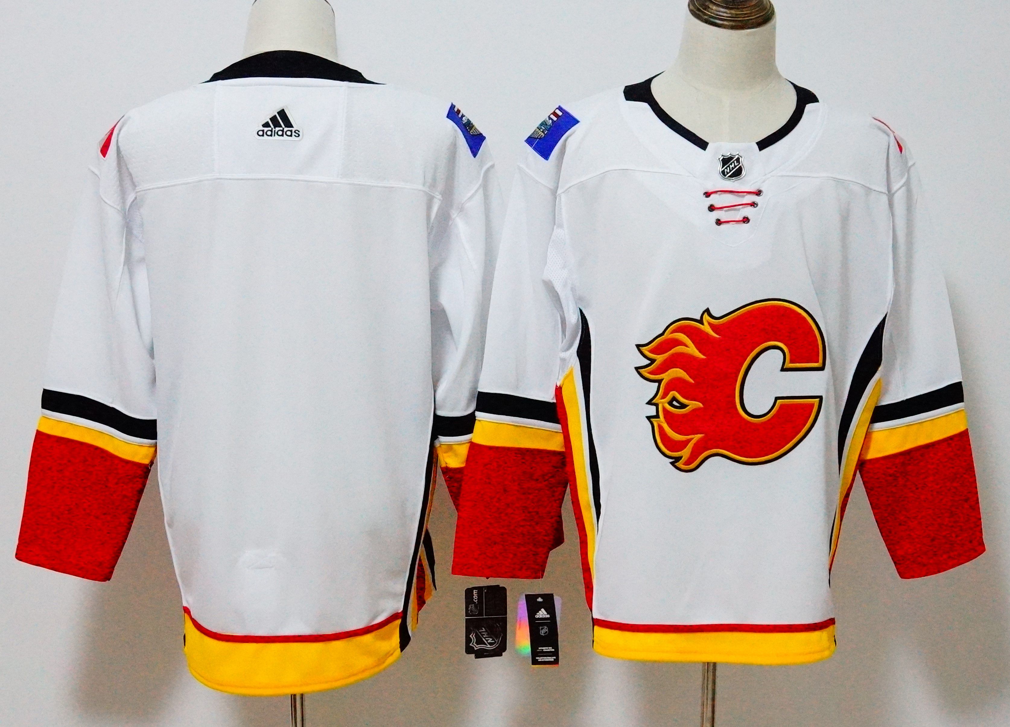 Men Calgary Flames Blank White Hockey Stitched Adidas NHL Jerseys->boston bruins->NHL Jersey